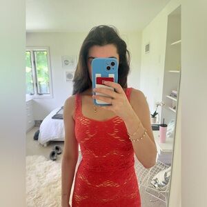 Coral bodycon dress; free people; xs/s